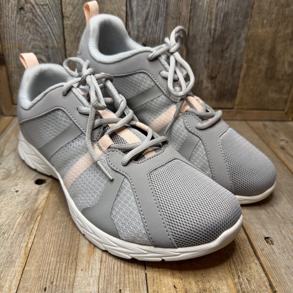 Vionic Brisk Radiant Women 10 Wide Grey‎ Peach Walking Sneakers Orthopedic Shoes